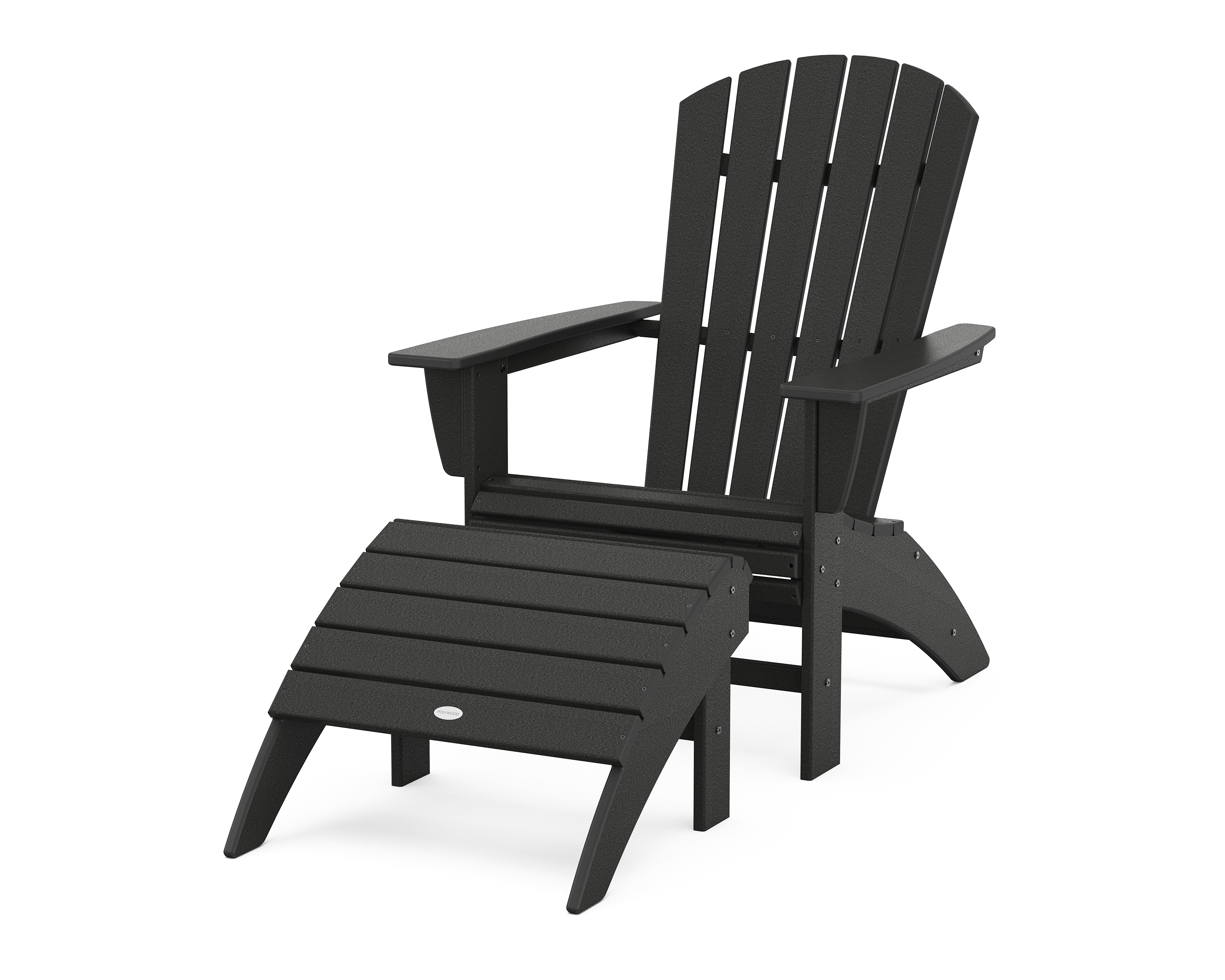 Nautical Curveback Adirondack Chair 2-Piece Set With Ottoman