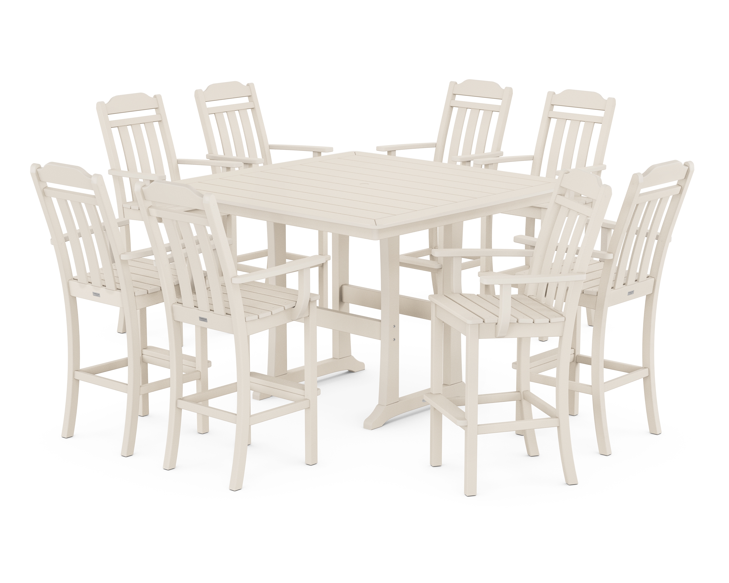 Cottage 9-Piece Bar Set With Trestle Legs