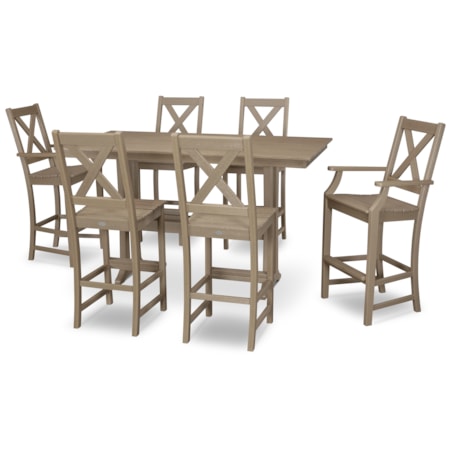 Braxton 7-Piece Farmhouse Trestle Bar Set