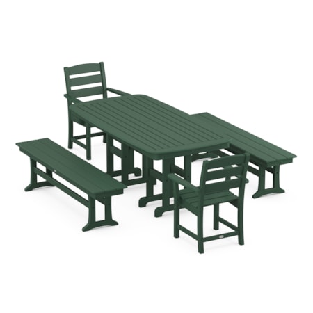 Lakeside 5-Piece Dining Set With Benches