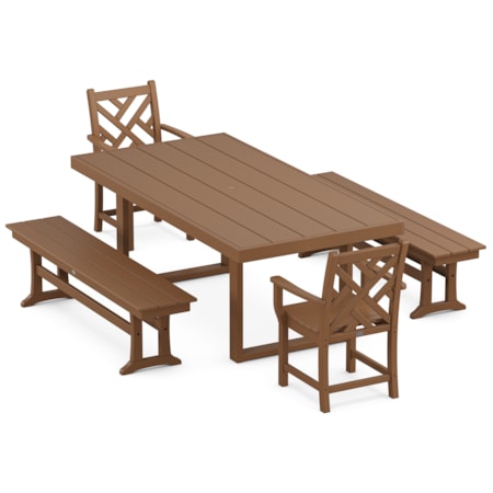 Chippendale 5-Piece Dining Set With Benches