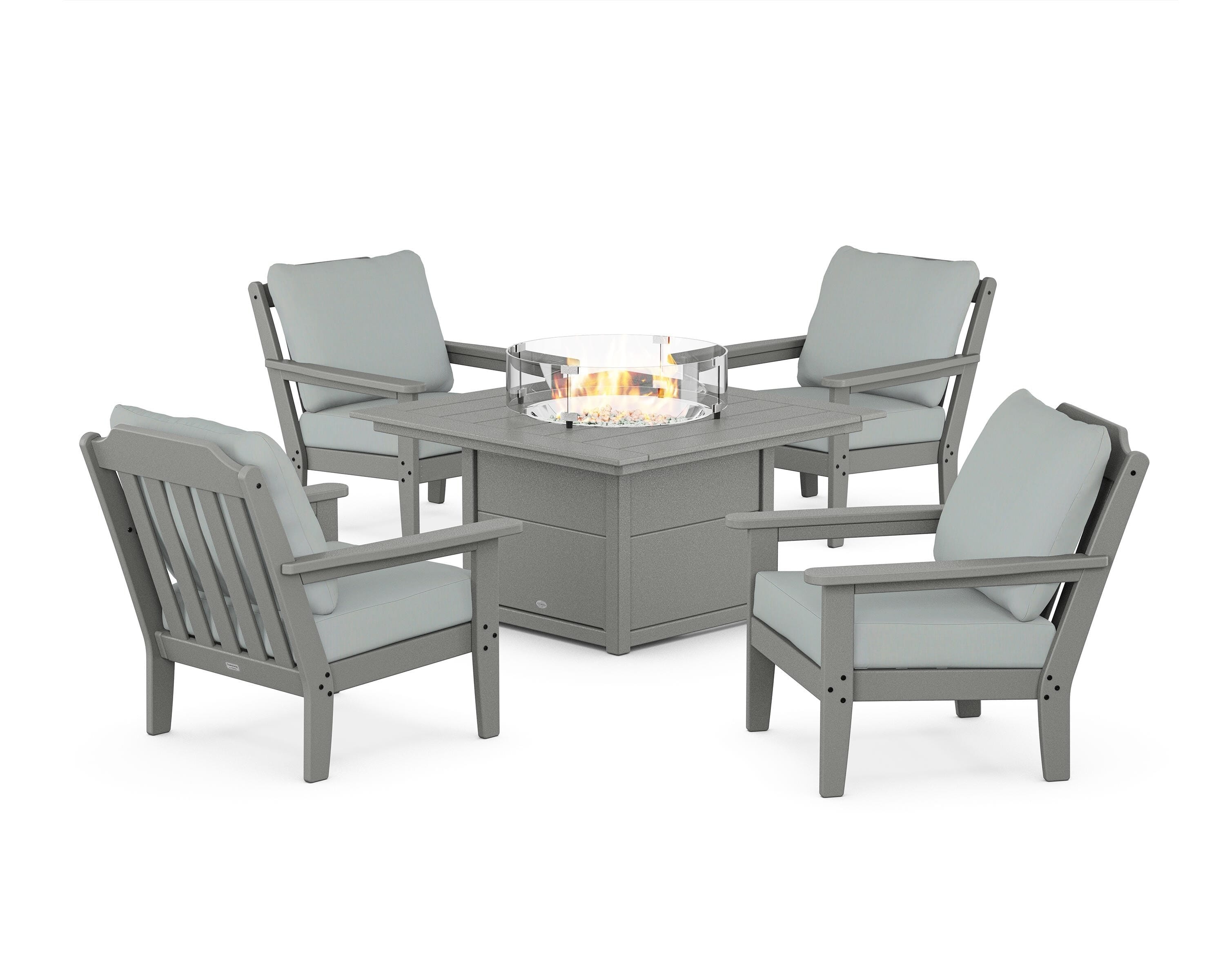 Polywood Cottage PWS1548-2-GY5413 Cottage 5-Piece Deep Seating Set with ...