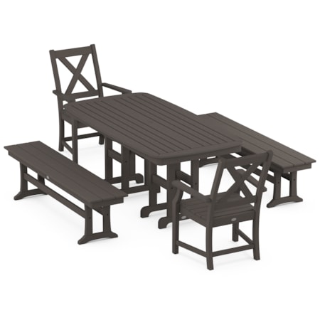 Braxton 5-Piece Dining Set With Benches