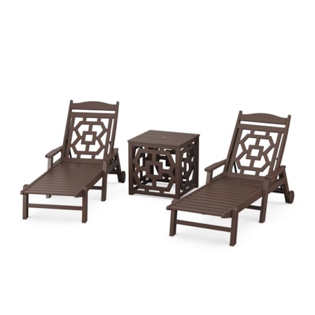 3-pc. Chaise Set w/Umbrella Stand