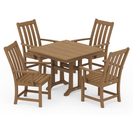 5-Piece Trestle Arm Chair Dining Set