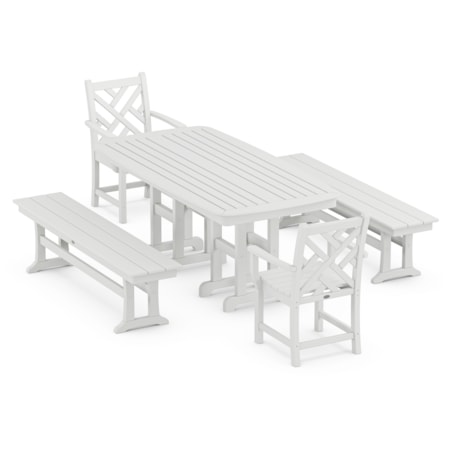 Chippendale 5-Piece Dining Set With Benches