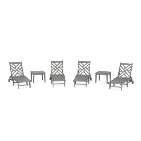 Chippendale 6-Piece Chaise Set With Wheels