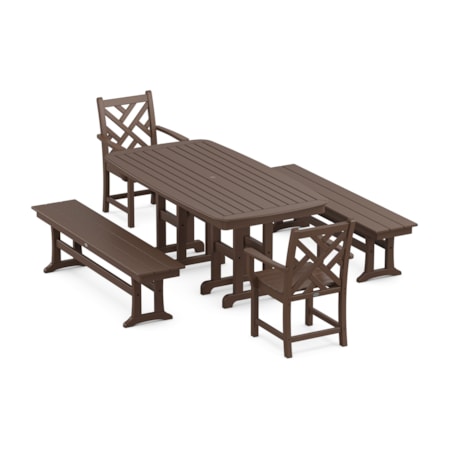 Chippendale 5-Piece Dining Set With Benches