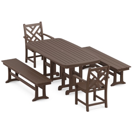 Chippendale 5-Piece Dining Set With Benches