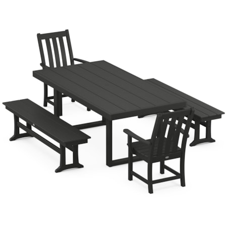 Vineyard 5-Piece Dining Set With Benches