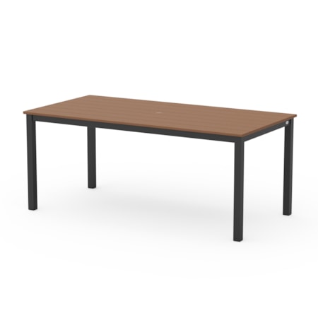 Black 72" Rect. Dining Table w/Umbrella Hole