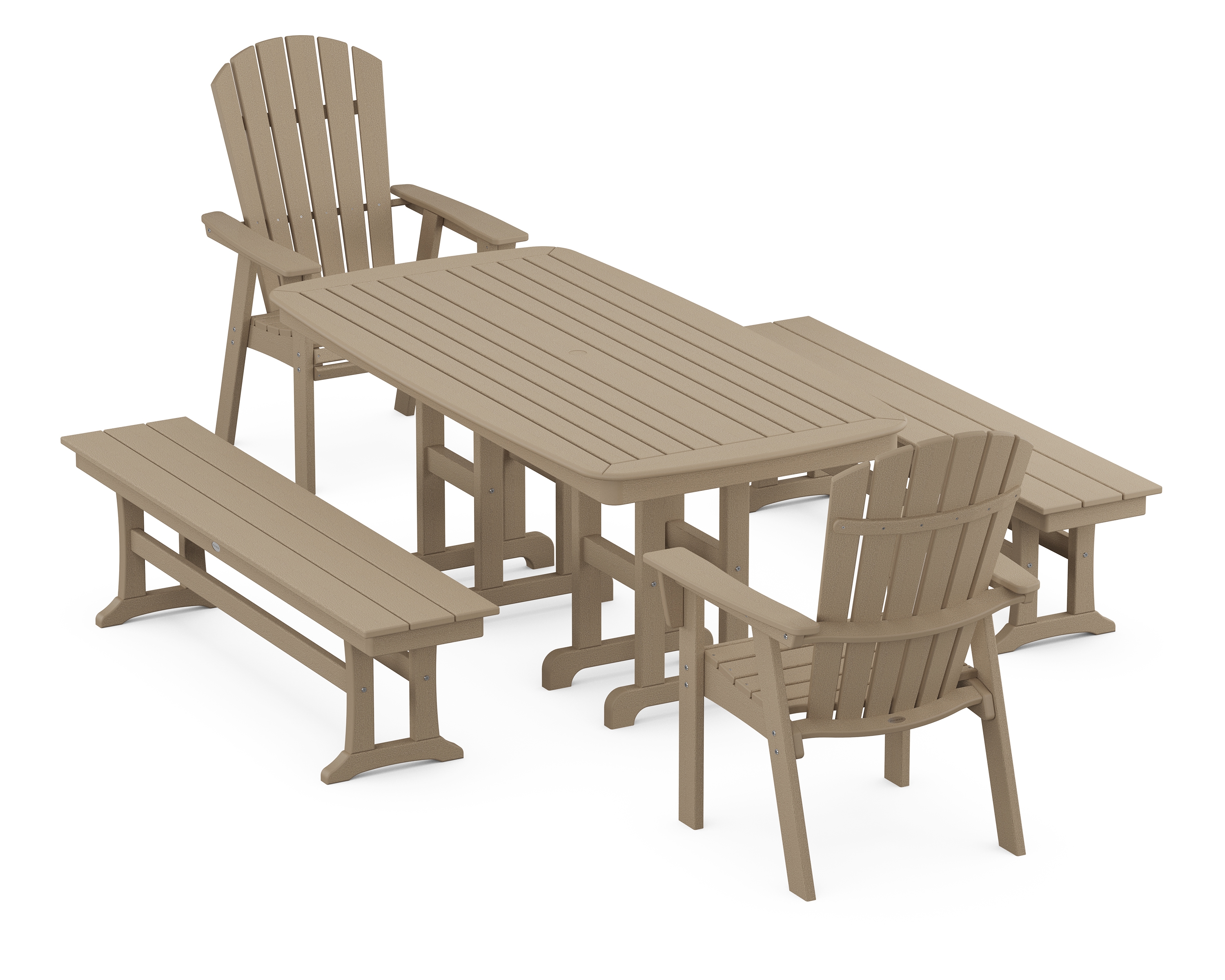 Adirondack 5-Piece Dining Set With Benches