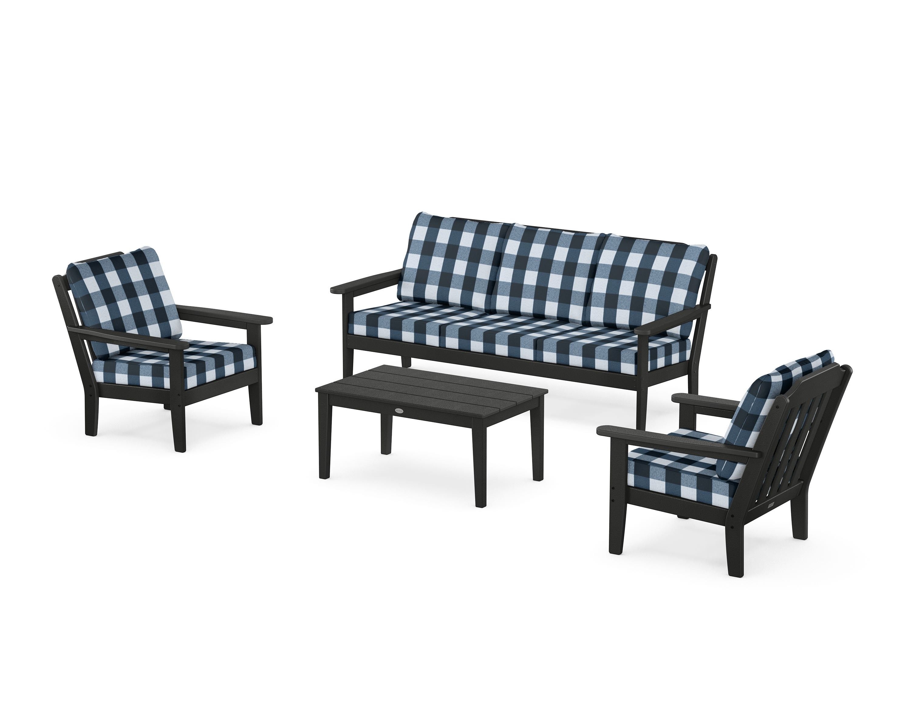 Polywood Cottage PWS1550-2-BL164943 Cottage 4-Piece Deep Seating Set ...