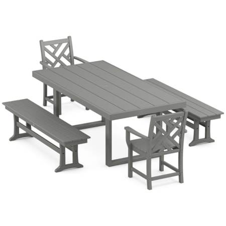 Chippendale 5-Piece Dining Set With Benches