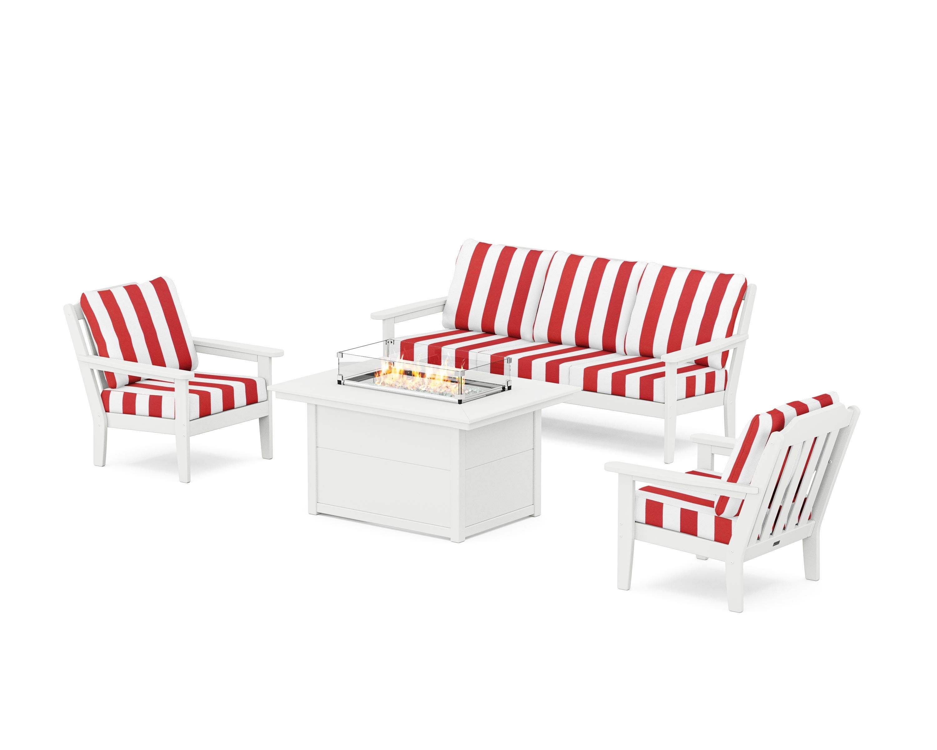 Polywood Cottage PWS2386-2-WH165226 Cottage Deep Seating Fire Pit Table ...