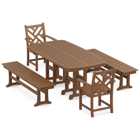 Chippendale 5-Piece Dining Set With Benches