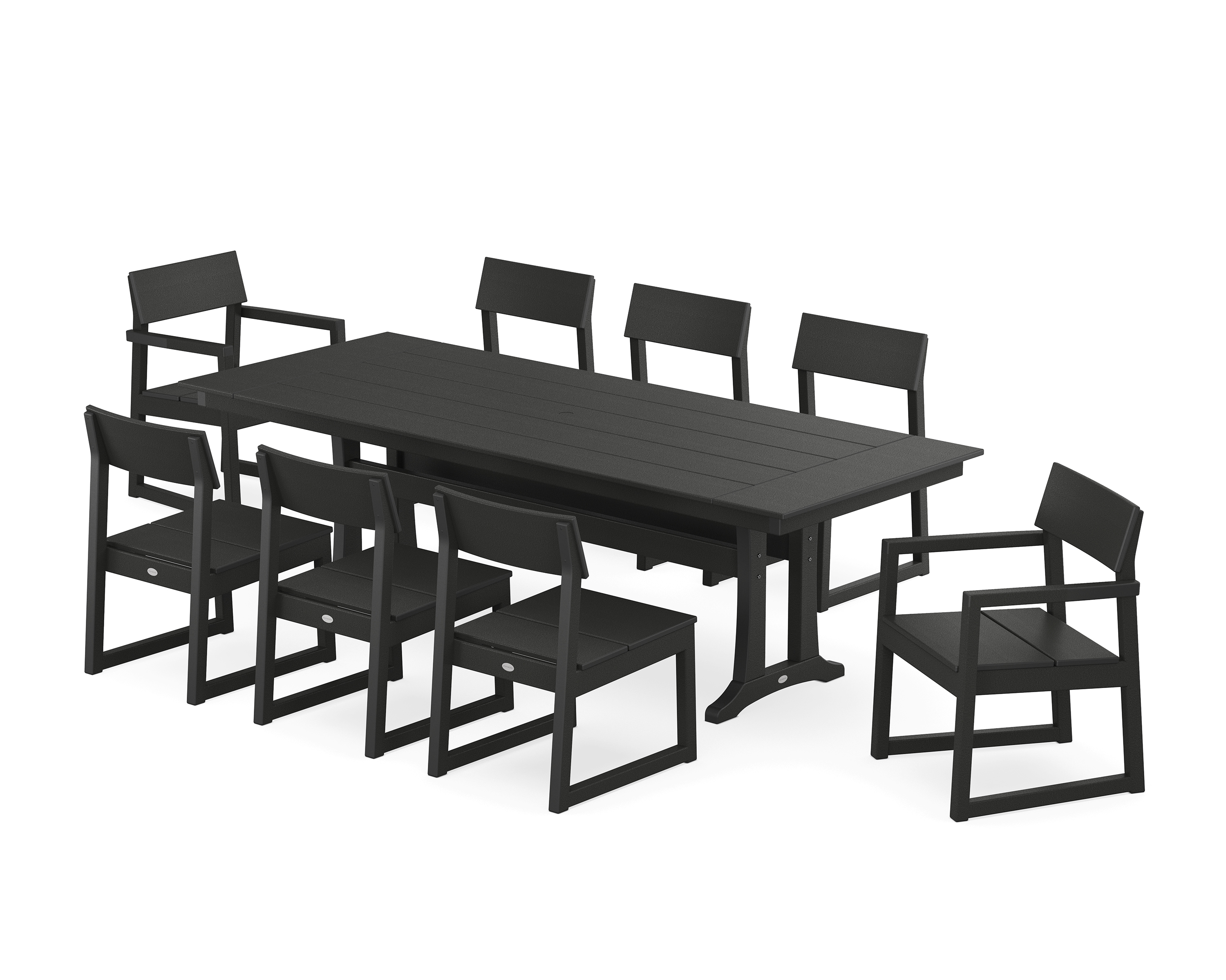 Edge 9-Piece Farmhouse Dining Set With Trestle Legs
