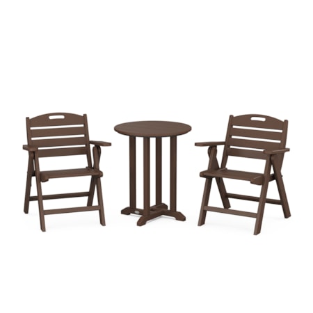 Lowback Chair 3-Piece Round Dining Set