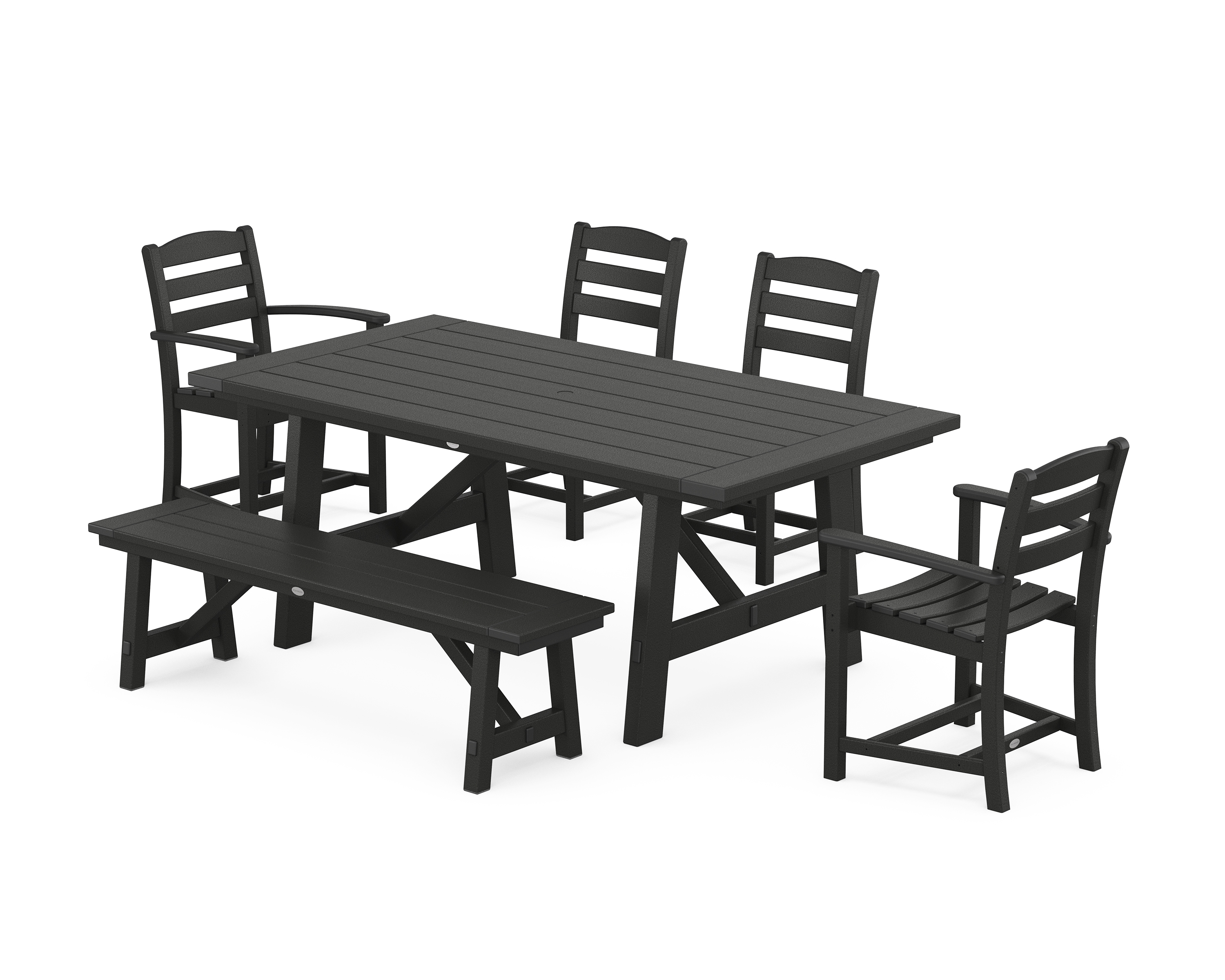 La Casa Café 6-Piece Rustic Farmhouse Dining Set With Bench