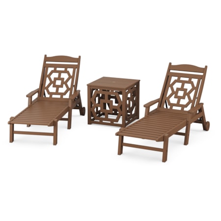 3-pc. Chaise Set w/Umbrella Stand