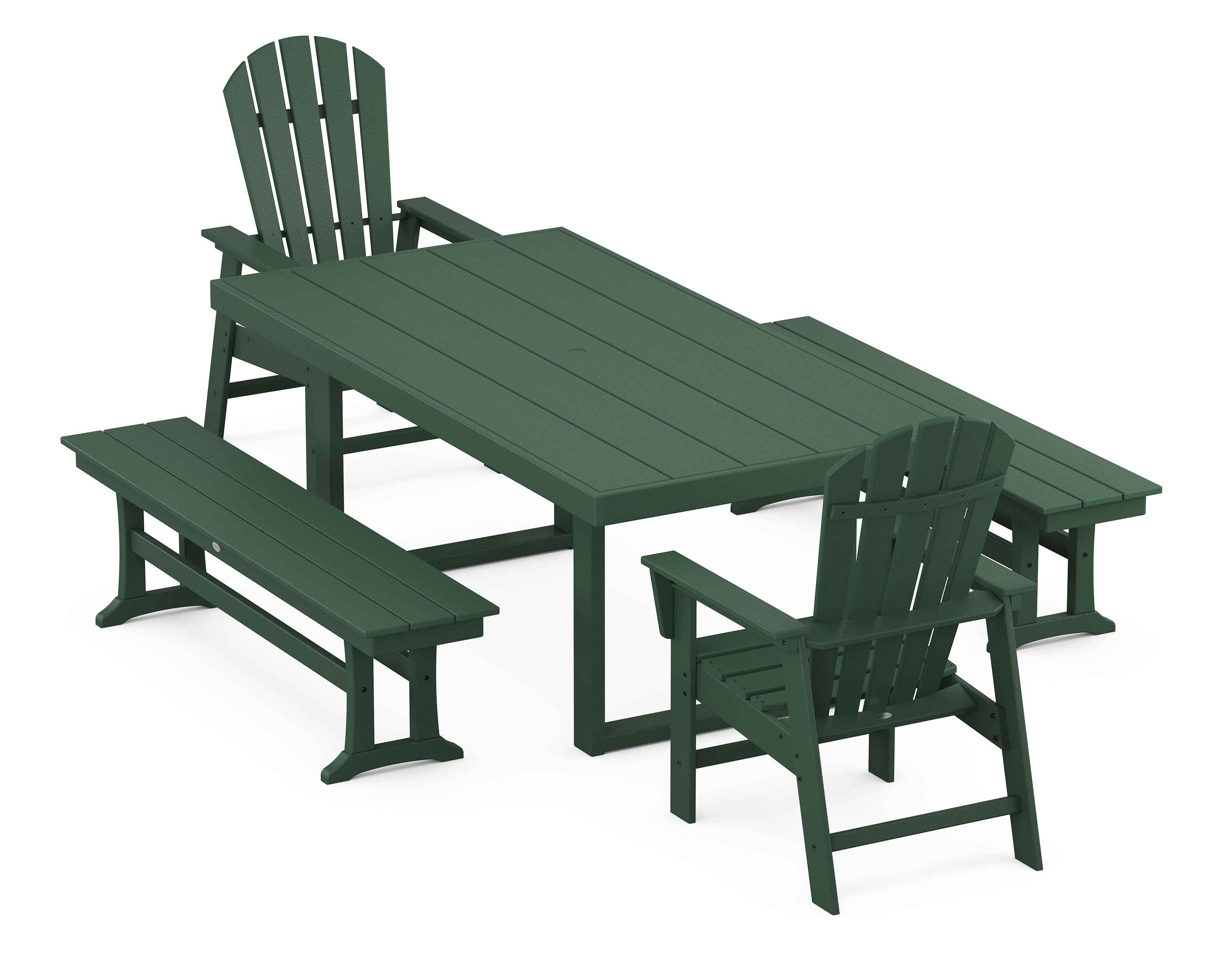 South Beach 5-Piece Dining Set With Benches