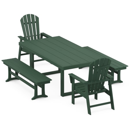 South Beach 5-Piece Dining Set With Benches
