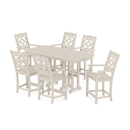 Chinoiserie Arm Chair 7-Piece Counter Set