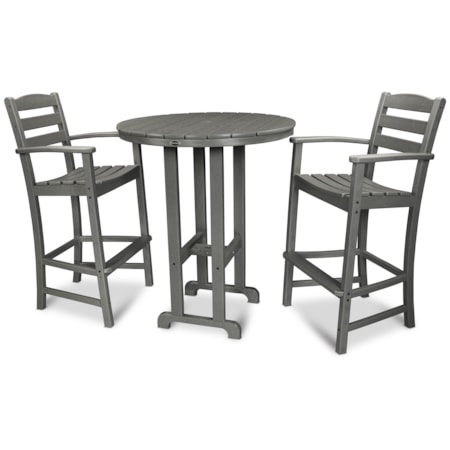 La Casa Café 3-Piece Round Farmhouse Bar Set
