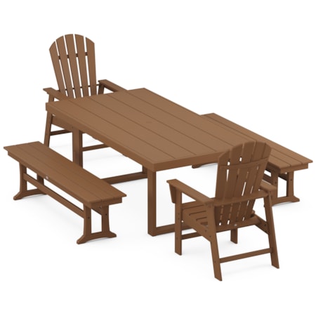 South Beach 5-Piece Dining Set With Benches