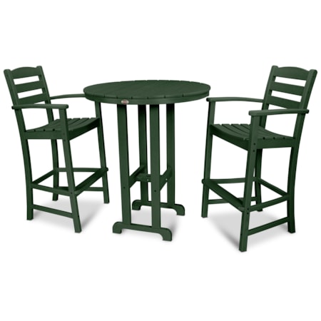 La Casa Café 3-Piece Round Farmhouse Bar Set