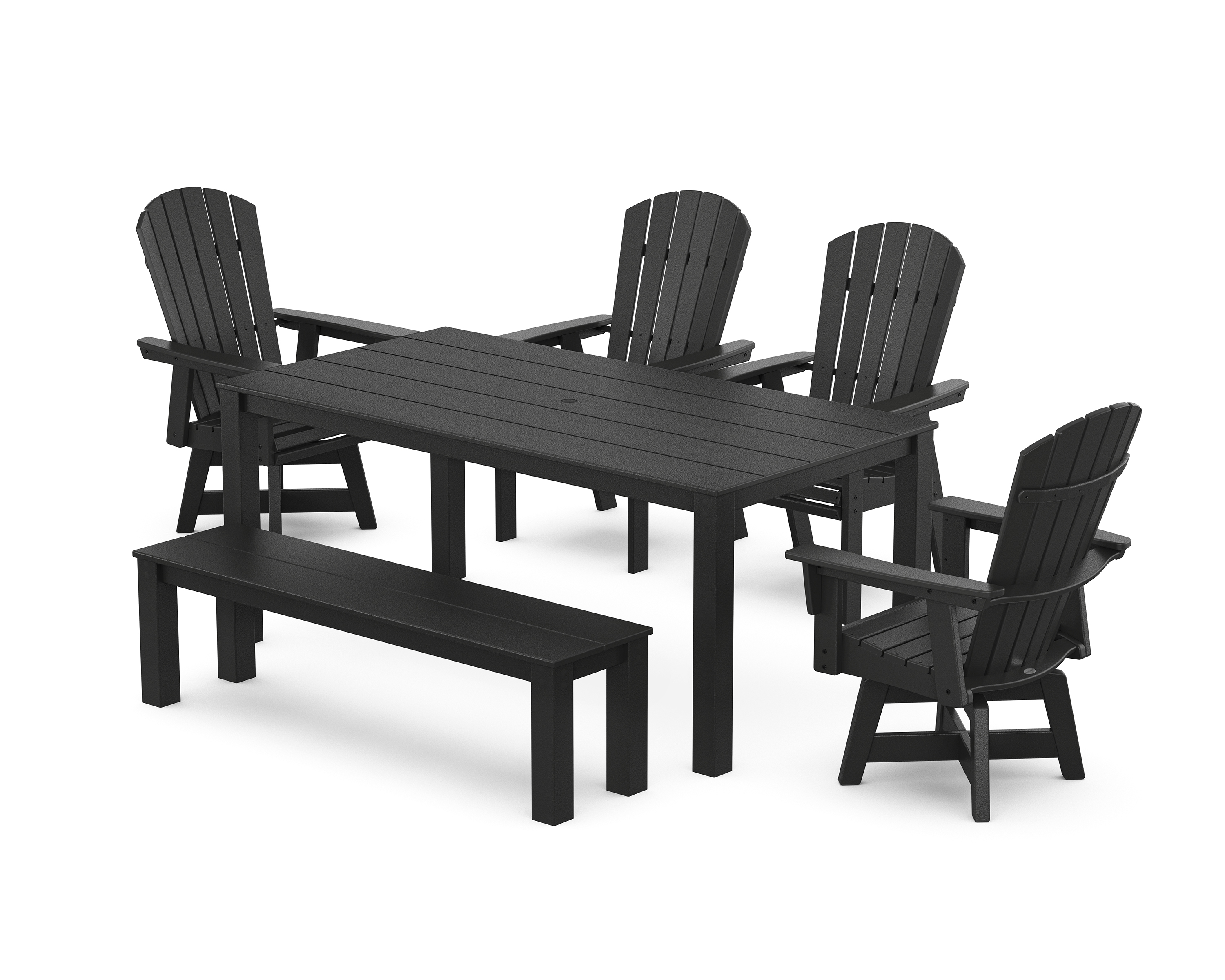 Nautical Curveback Adirondack Swivel 6-Piece Parsons Dining Set With Bench