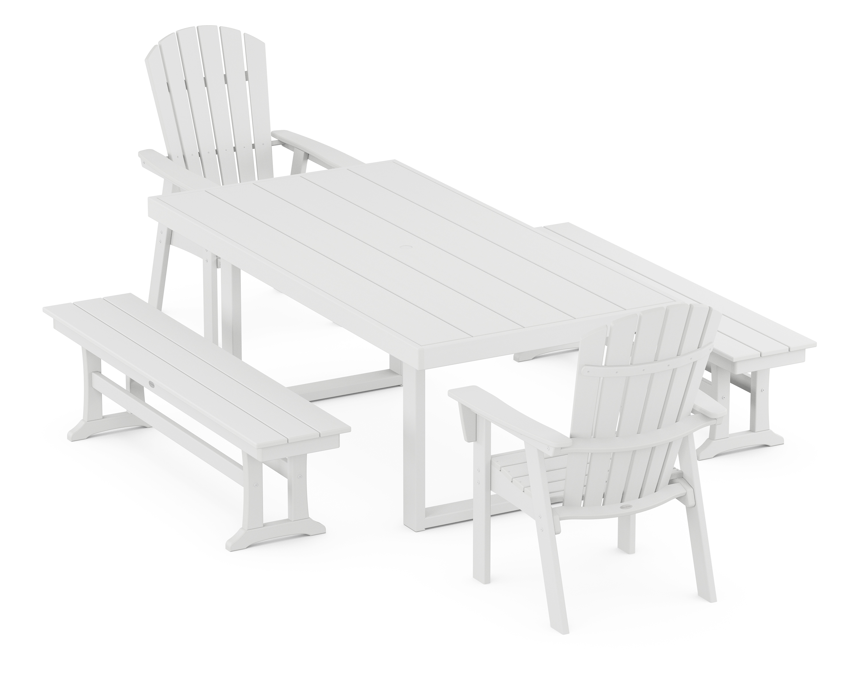 Adirondack 5-Piece Dining Set With Benches