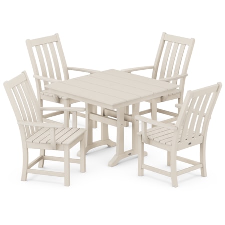 5-Piece Trestle Arm Chair Dining Set
