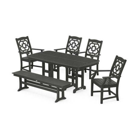 Chinoiserie 6-Piece Dining Set With Bench