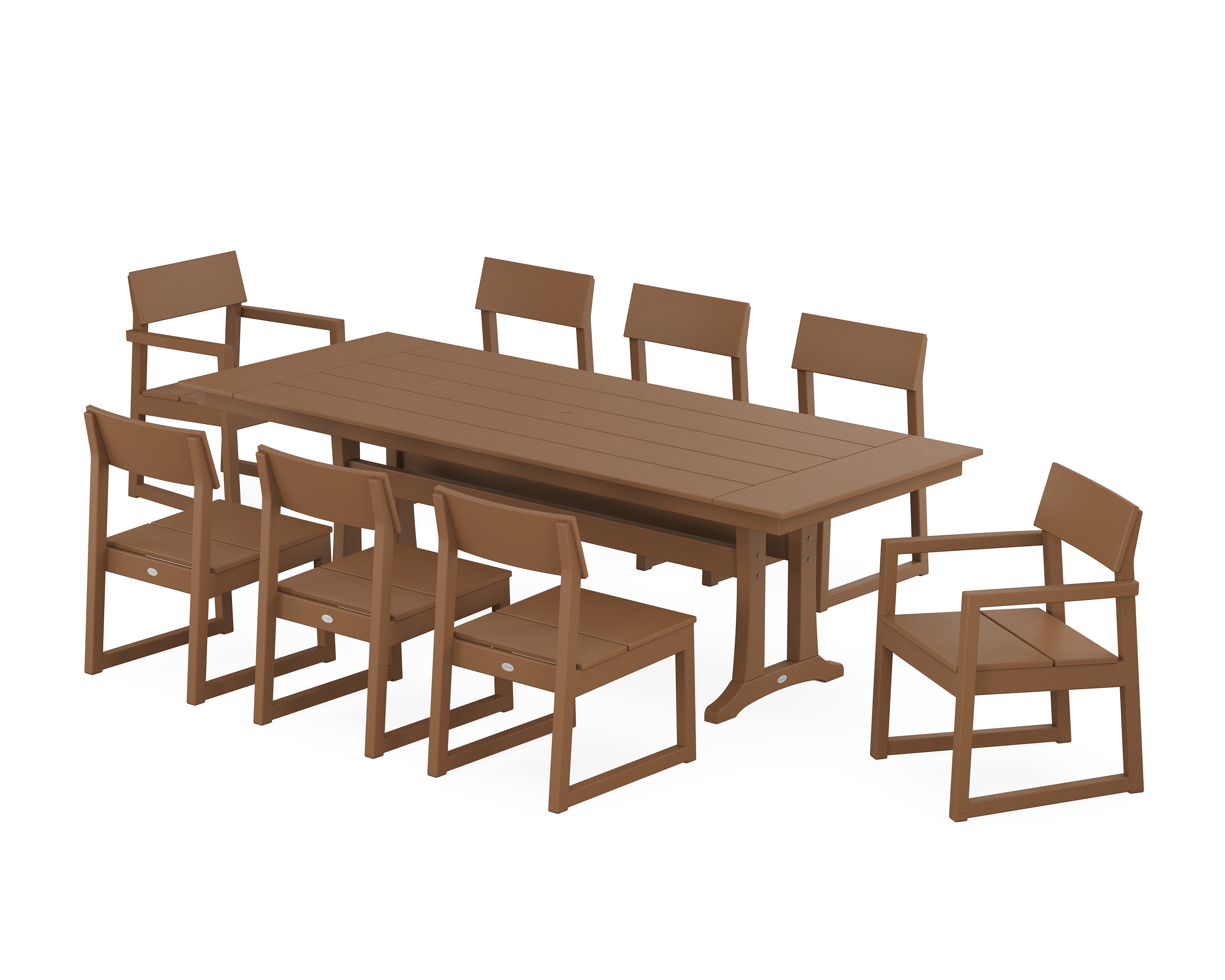 Edge 9-Piece Farmhouse Dining Set With Trestle Legs