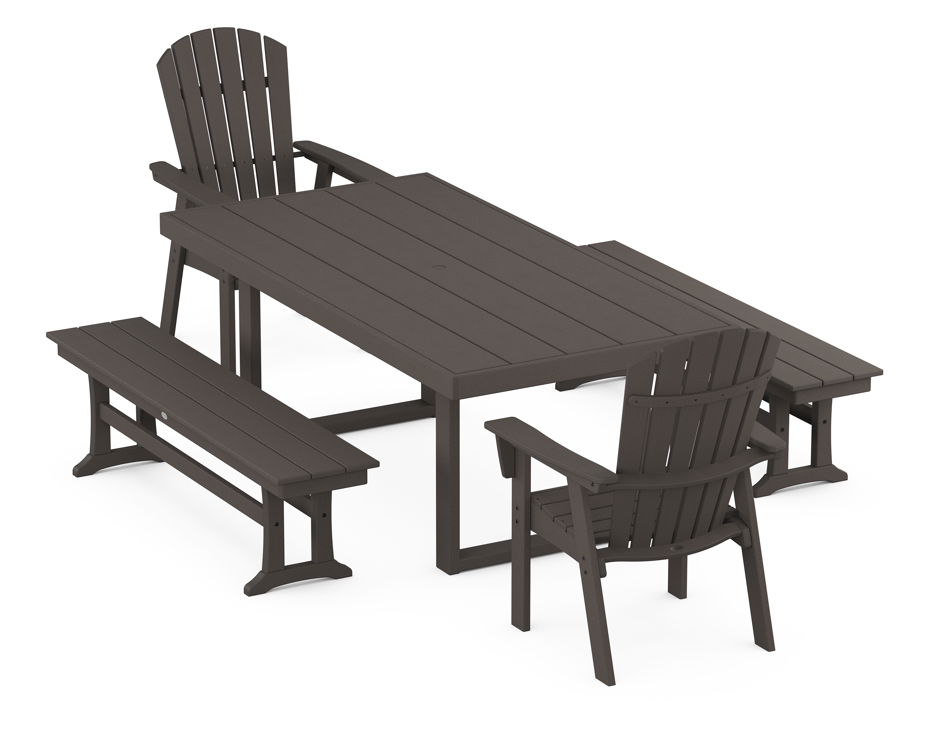 Adirondack 5-Piece Dining Set With Benches