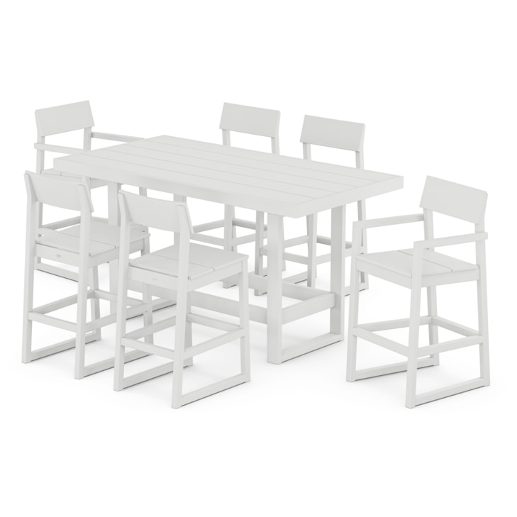 Polywood EDGE PWS2449-1-WH Edge 7-Piece Bar Table Set | Walker's ...