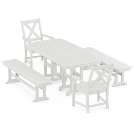 Braxton 5-Piece Dining Set With Benches