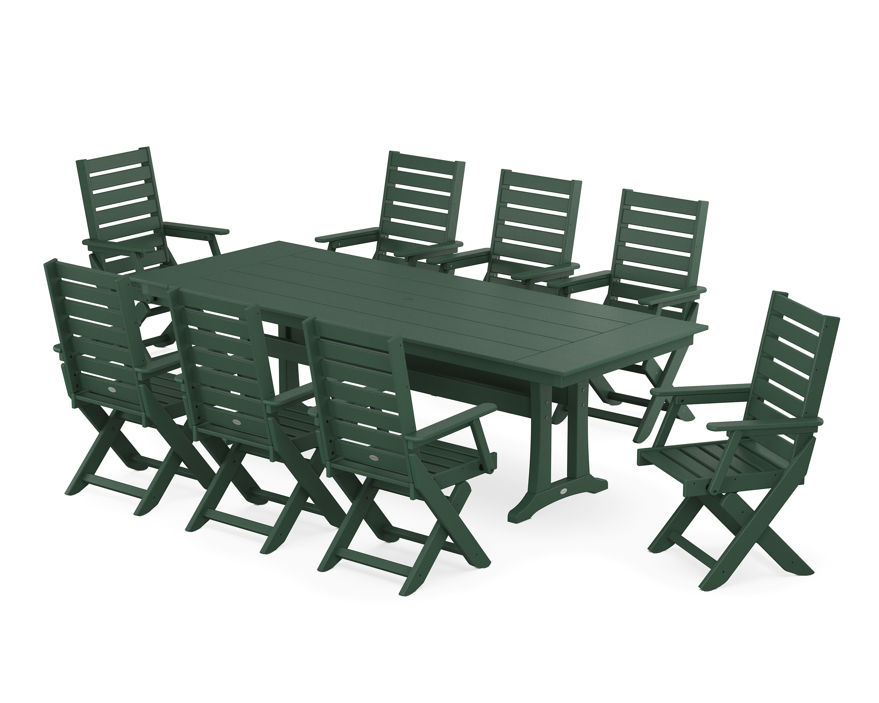 Captain 9-Piece Farmhouse Dining Set With Trestle Legs