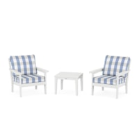 White / Buffalo Plaid Sky Blue