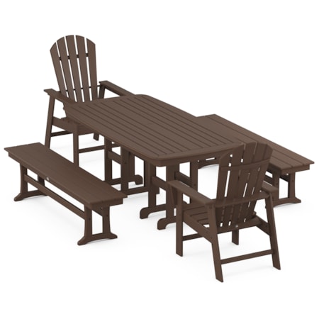 South Beach 5-Piece Dining Set With Benches