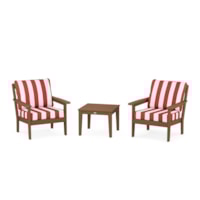 Teak / Cabana Stripe Crimson