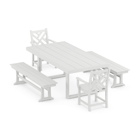 Chippendale 5-Piece Dining Set With Benches