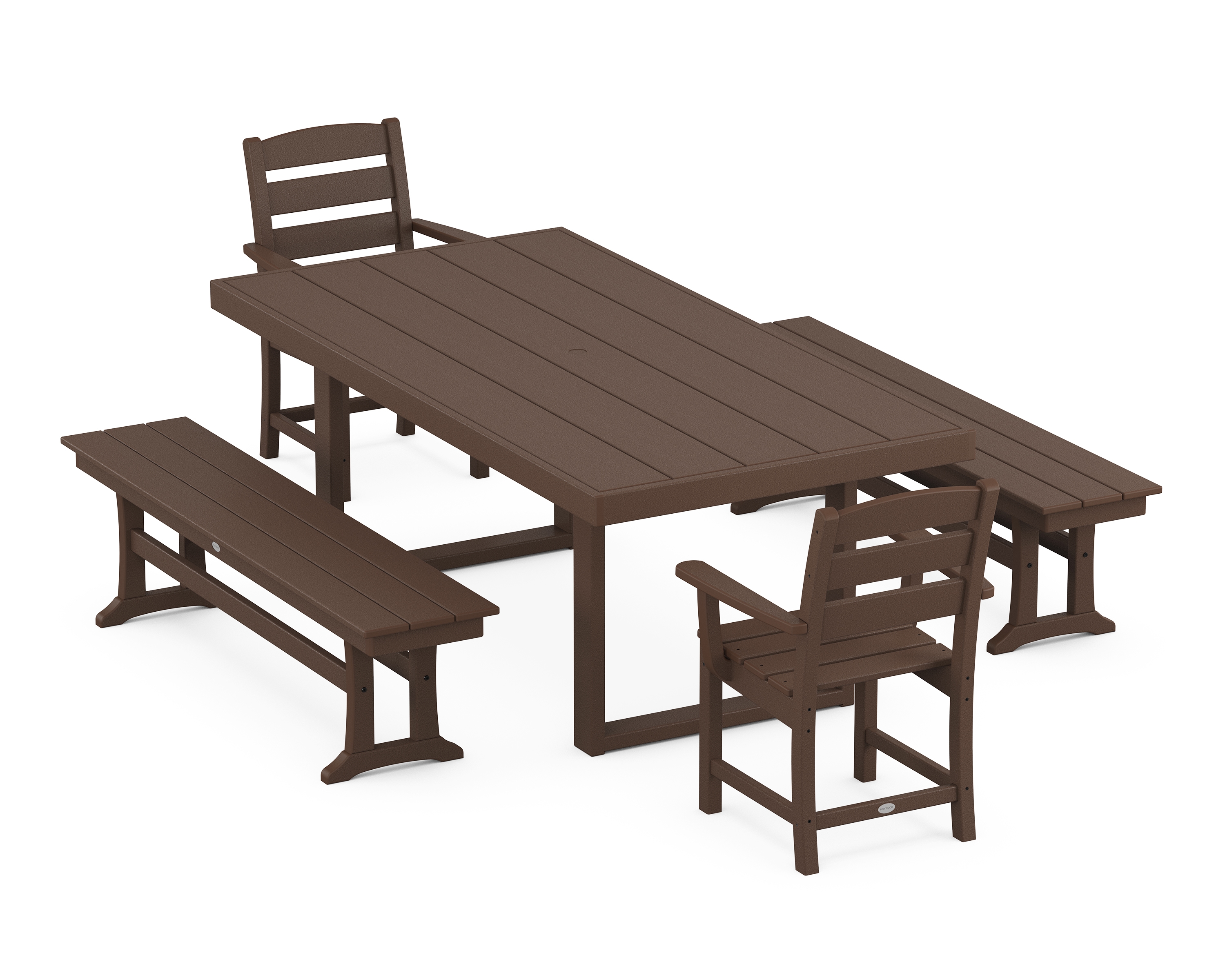 Lakeside 5-Piece Dining Set With Benches
