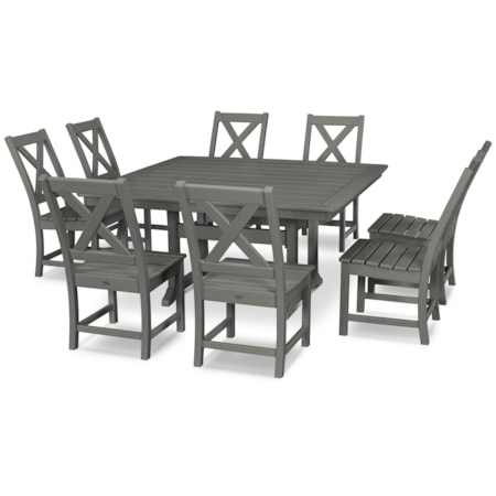 Braxton 9-Piece Nautical Trestle Dining Set