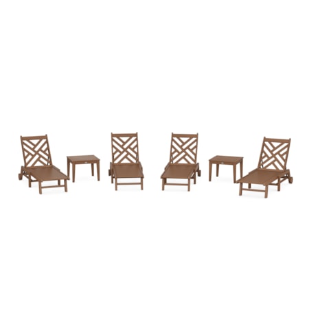 Chippendale 6-Piece Chaise Set With Wheels