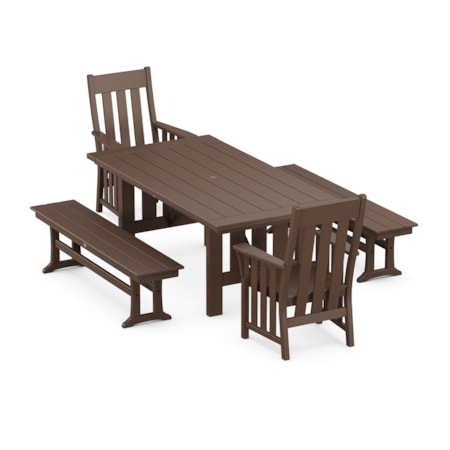 Acadia 5-Piece Dining Set With Benches