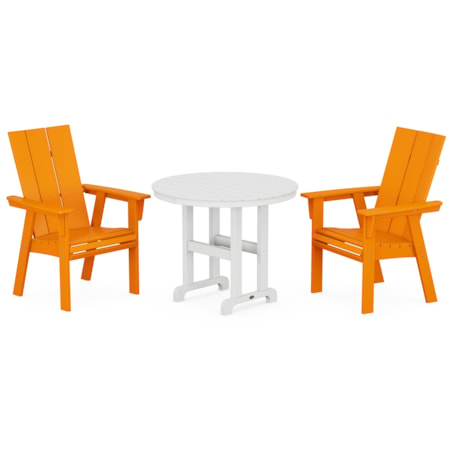 Modern Adirondack 3-Piece Round Dining Set