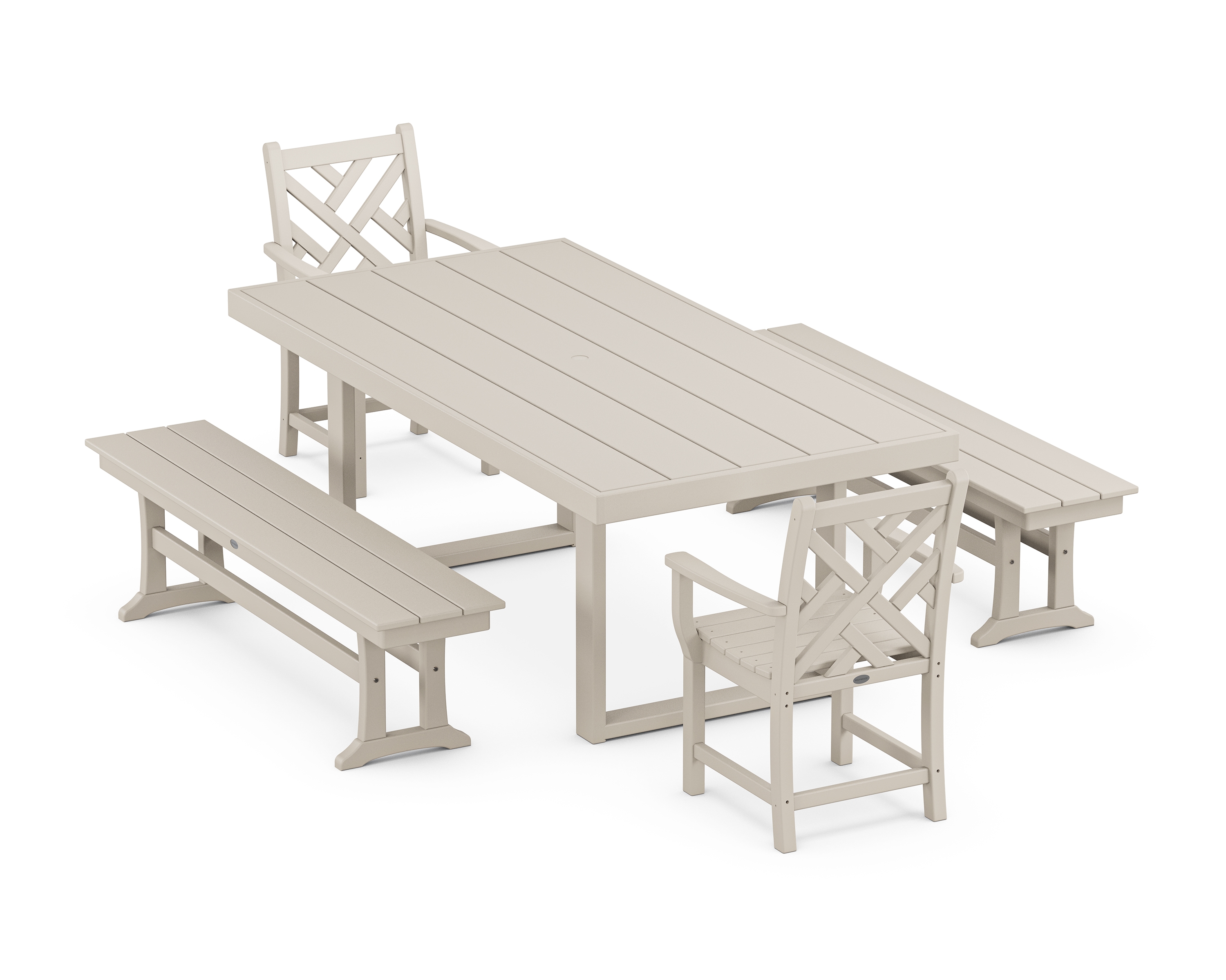 Chippendale 5-Piece Dining Set With Benches