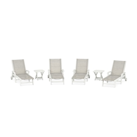 Sling Chaise 6-Piece Set w/Wheels